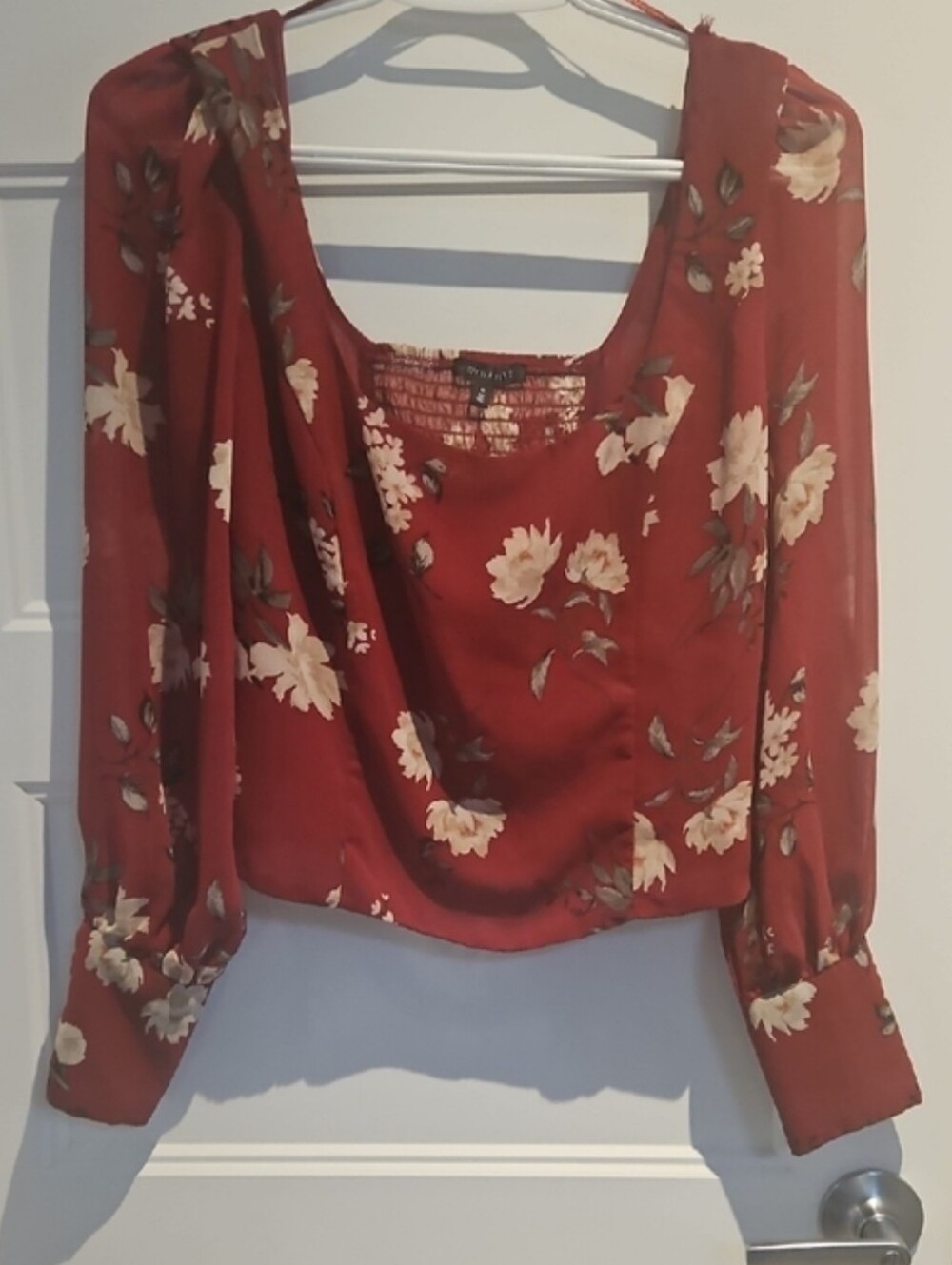 Dynamite Burgundy Floral Scoop-Neck Blouse - Picture 8 of 8